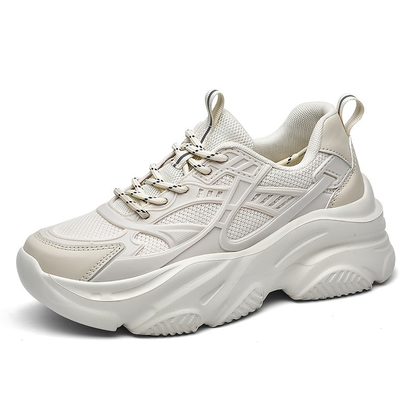 Women's Heightened Running Shoes Mesh Lightweight Lace Up Chunky Sneakers