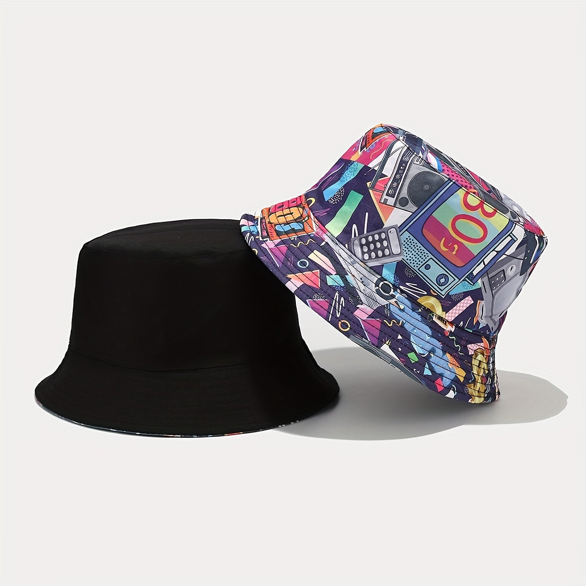 Nostalgic Graffiti Fisherman Hat Outdoor Sun Visor for Men and Women