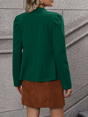 Ruched Solid Blazer Casual Open Front Long Sleeve Outerwear