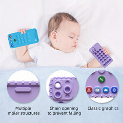 Purple Pink Phone Teether Baby Toy Silicone Anti Drop Mittens