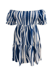 Tropical Print Off Shoulder Smock Dress