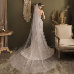 JOANSHRINE Bridal Veil with Comb Soft Sheer Polyester Vintage Wedding Veil