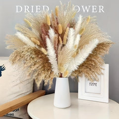 60pcs Natural Dried Pampas Grass Bouquet for Boho Home Decor & Wedding