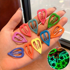 10pcs Luminous Hair Clips Decorative Accessories for Girls