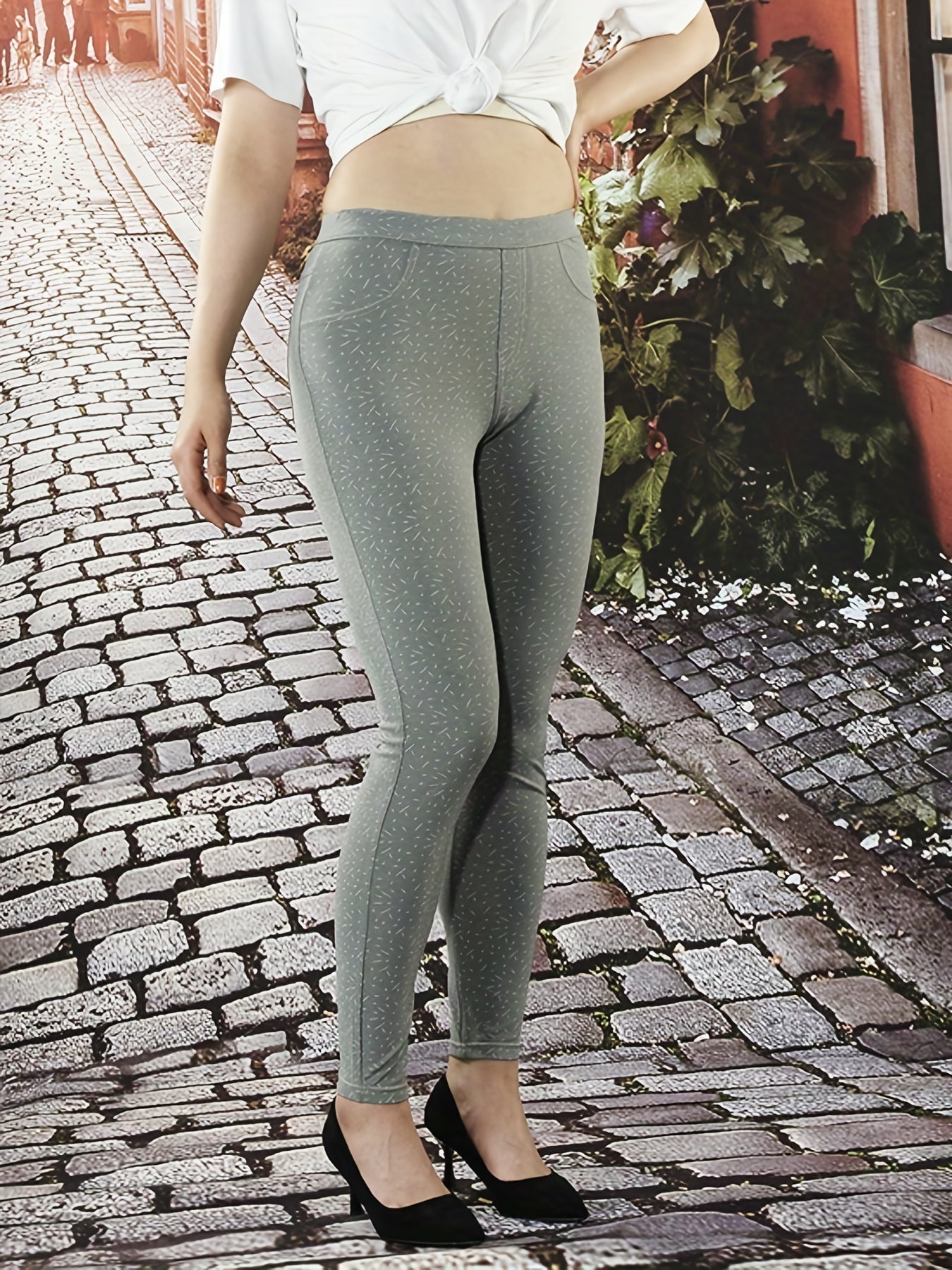 Solid Print Stretch Yoga Leggings High Waist Fitness Workout Gym Skinny Pants