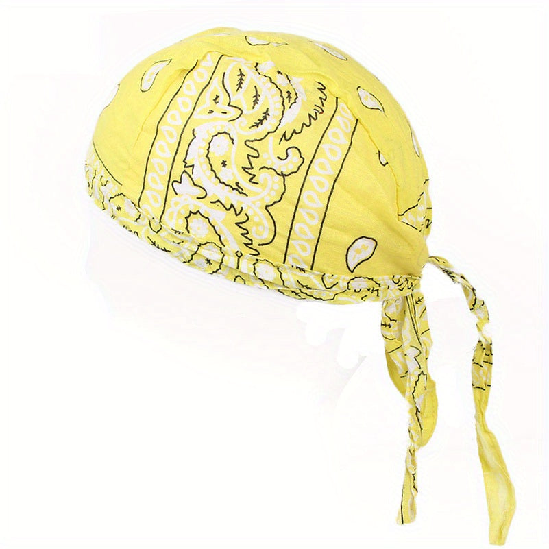 Paisley Print Turban Cap Ramadan Head Wrap Bandana Casual Lace Up Hijab Hat