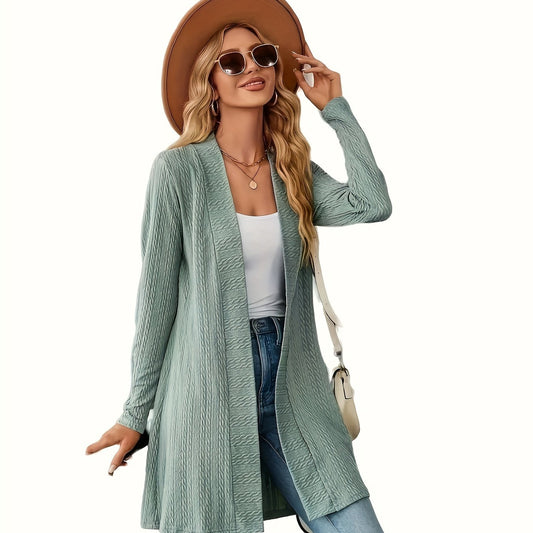 Solid Cable Long Sleeve Cardigan