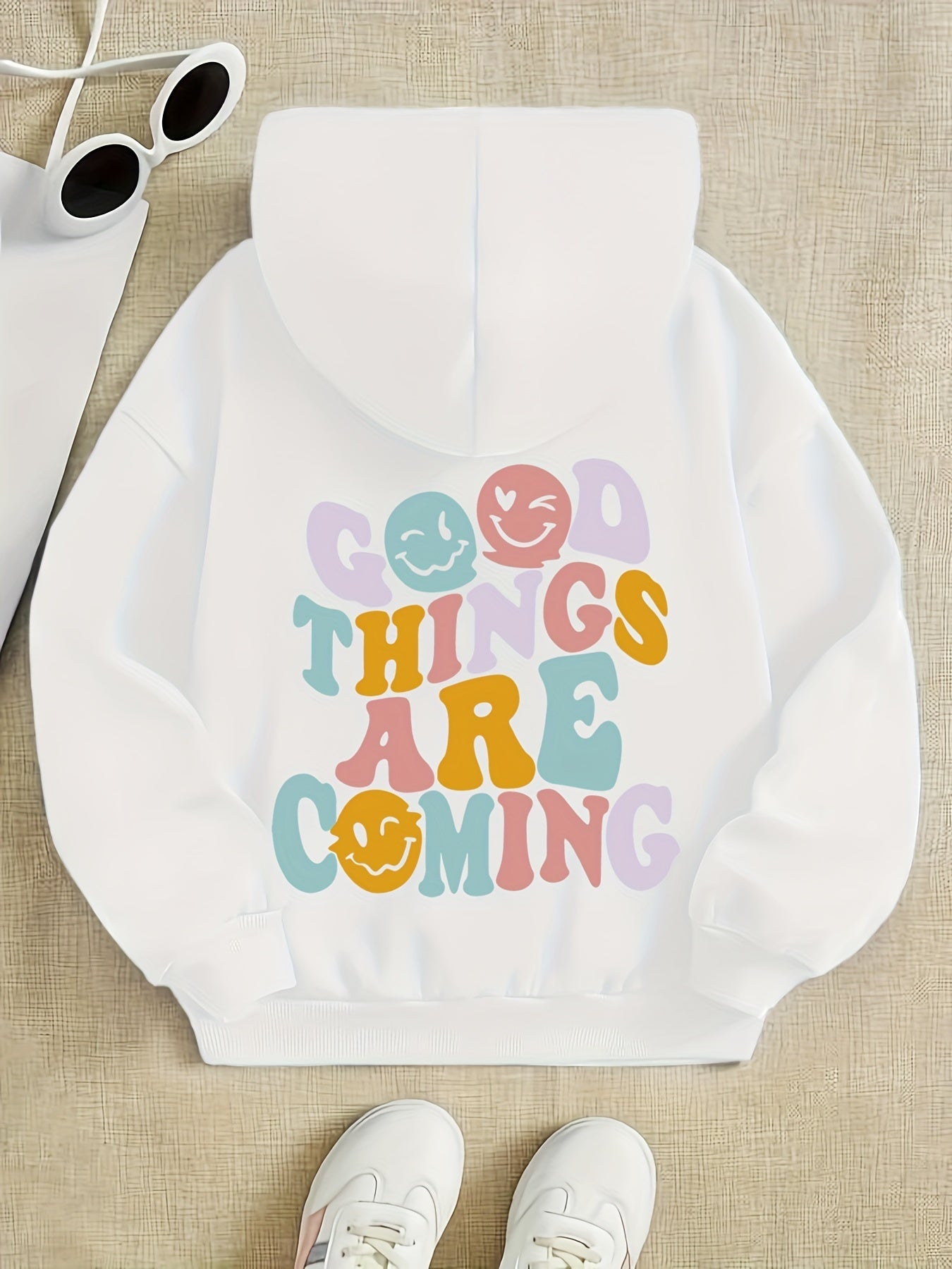 Girl's Fleece Slogan Hoodie Sweatshirt Pullover
