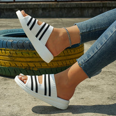 Striped Pattern Slippers Thick Bottom Sandals