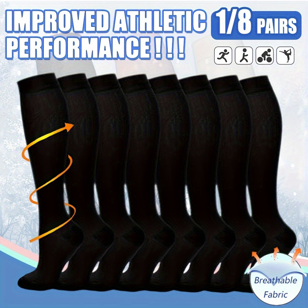 Compression Socks for Women & Men 15-20mmHg Knee High Non-slip Stockings