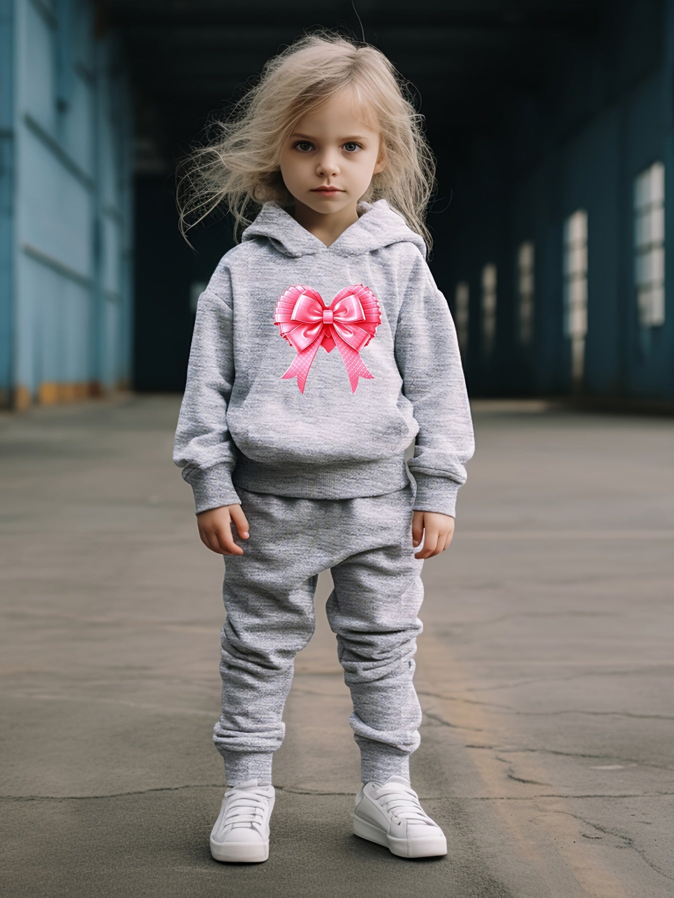 OERYUI Girls Boys 2pcs Bow Print Activewear Set For Spring Fall