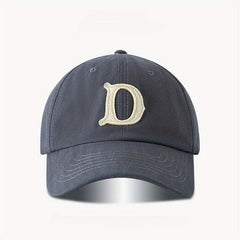 D Letter Baseball Cap Solid Soft Top Long Strap Back Casual Outdoor Dad Hat