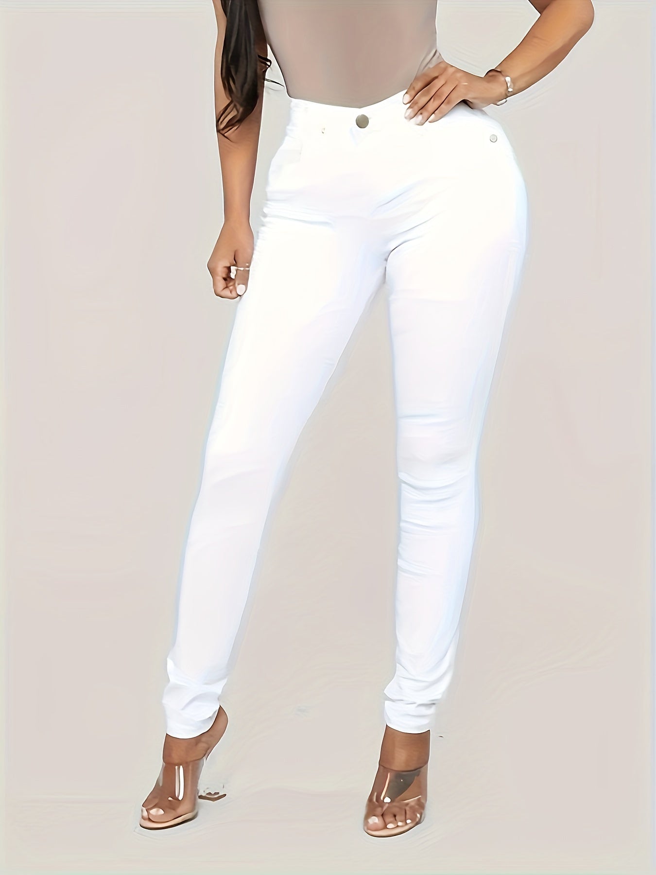 Button Fly Straight Leg High Stretch Slim Fit Jeans