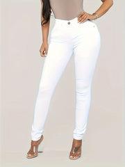 Button Fly Straight Leg High Stretch Slim Fit Jeans