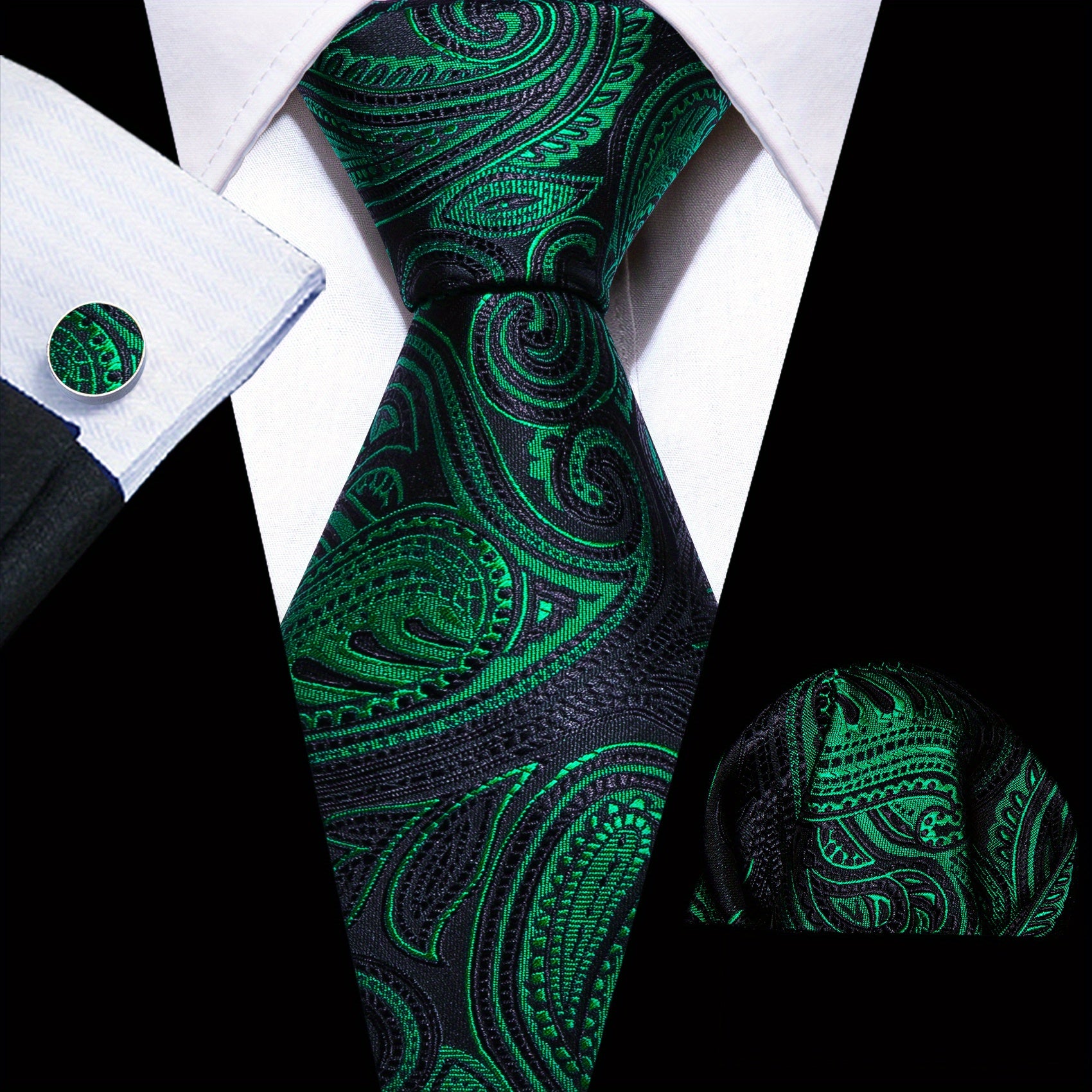 Barry Wang Men Silk Ties Woven Striped Paisley Floral Necktie