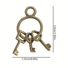 3pcs Bronze Key Charms 13mm Pendant Dollhouse DIY Crafts 1:6 Scale Accessories