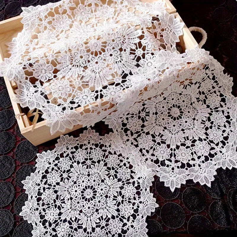 1pc Vintage Lace Embroidered Doily Crochet Floral Table Mat for Air Fryer