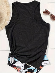 Dragonfly Print Tank Top Sleeveless Summer Top