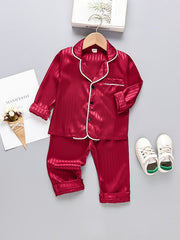 Girls 2pcs Button Down Long Sleeve Top & Pants Set