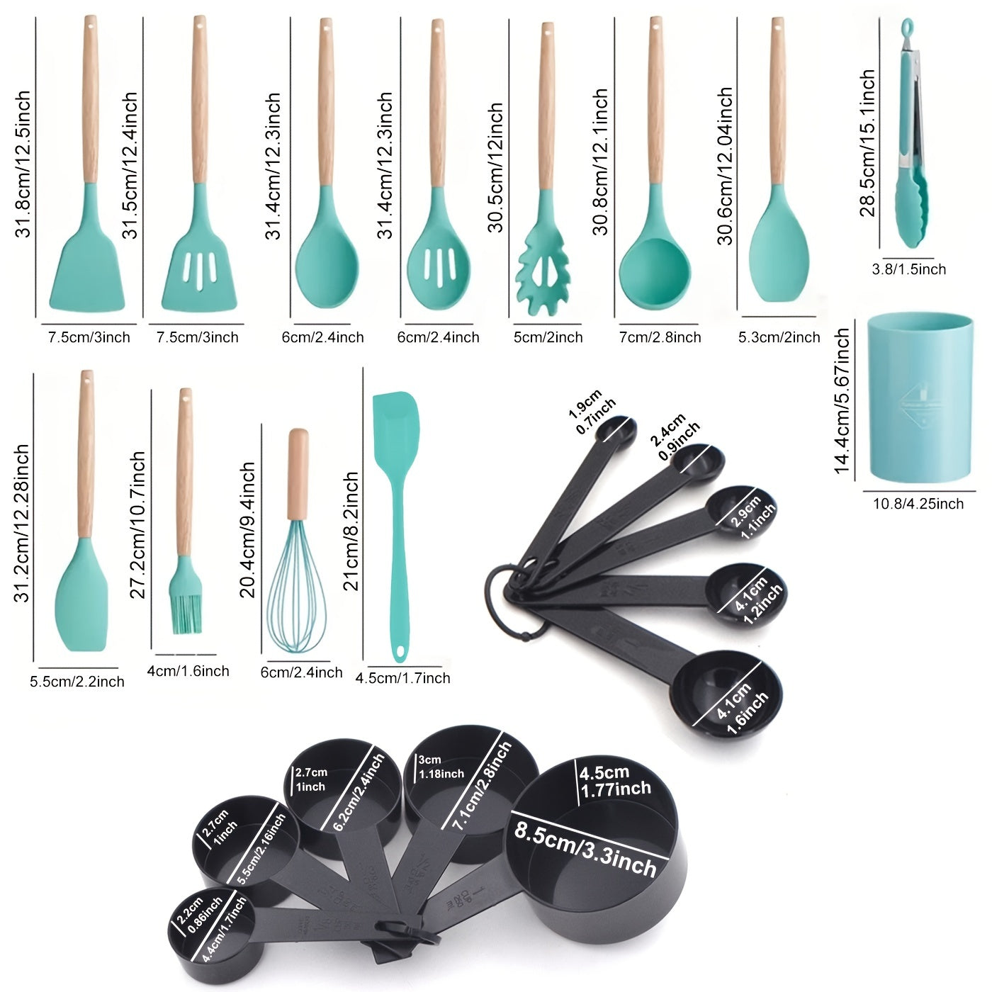 23pcs Cooking Utensils Set Silicone Cooking Tools in Colorful Storage Co