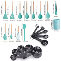 23pcs Cooking Utensils Set Silicone Cooking Tools in Colorful Storage Co