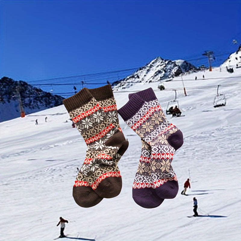 Men's Ethnic Striped Crew Socks Warm Thermal Breathable Casual Socks