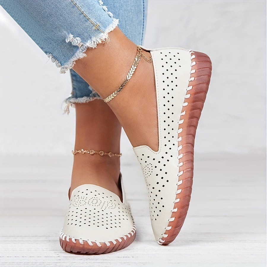 Women's Summer Hollow Out Flat Shoes Soft Sole Slip On Comfortable Loafers