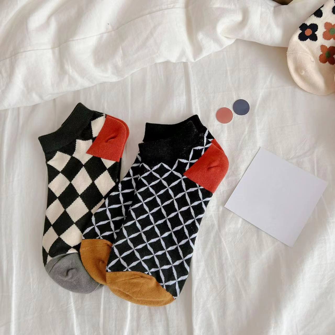 Girls Kids Floral Plaid Soft Comfy Low Cut Ankle Socks for All Seasons