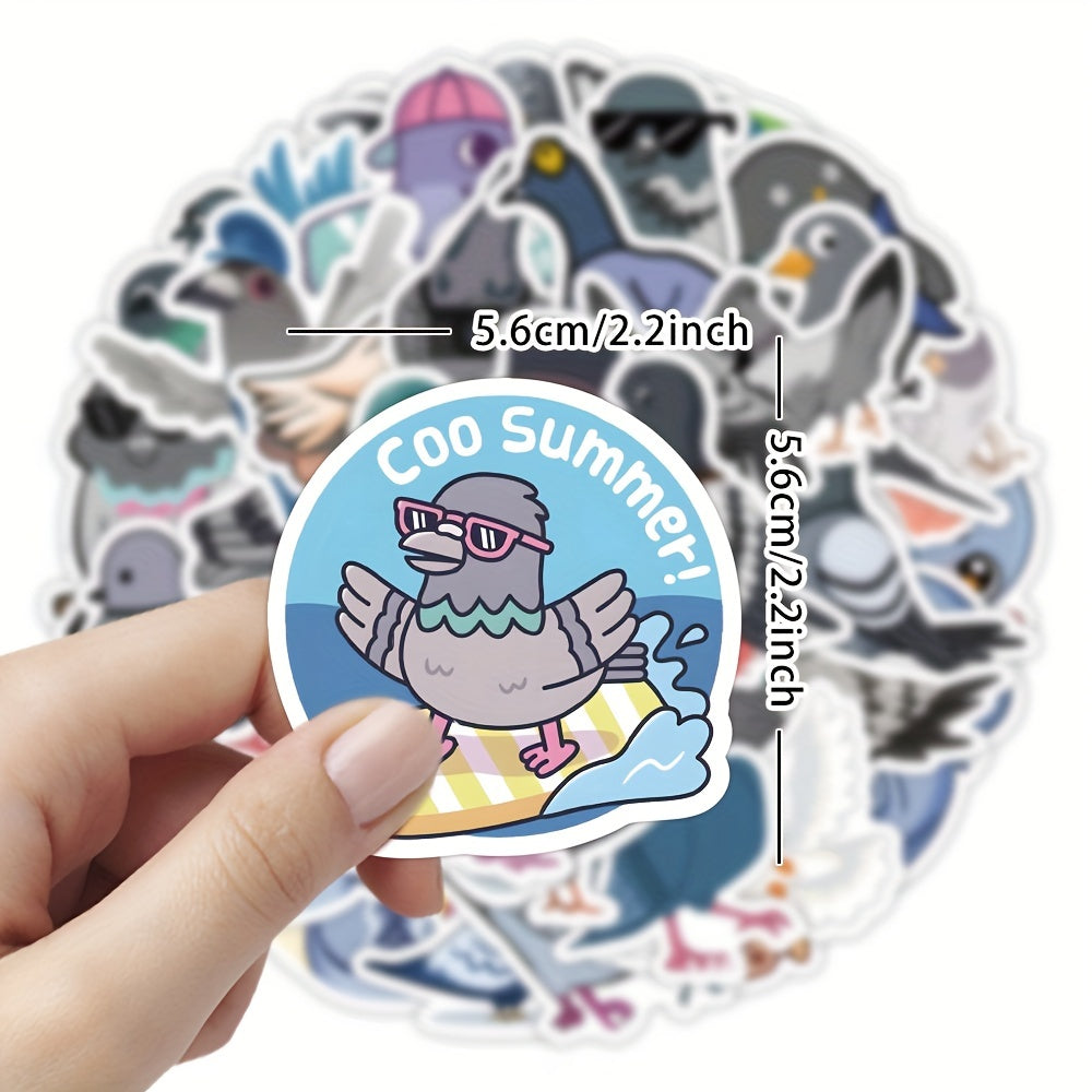 60Pcs Pigeon Cartoon Sticker For Laptop Travel Bottles