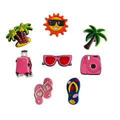 12pcs Travel Pattern Shoe Charms Clogs Jibbitz Sandals Shoe Accessories