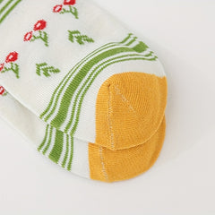 5 Pairs Floral Print Socks Mid Tube Women's Stockings