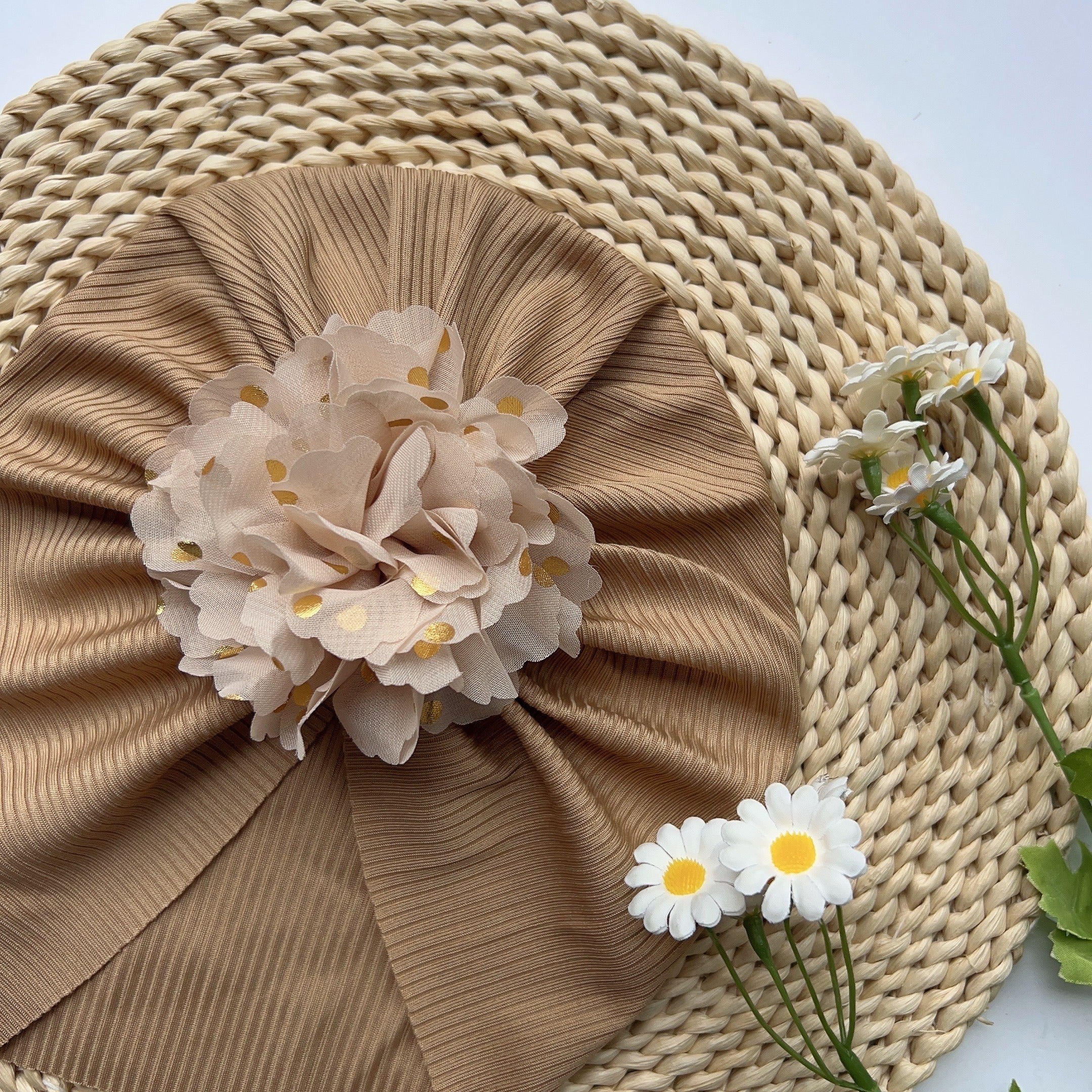 Baby Girls Flowers Decor Cap Soft Hair Wrap Head Accessories