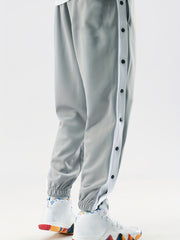 Men's Side Button Jogger Pants Stretch Trousers