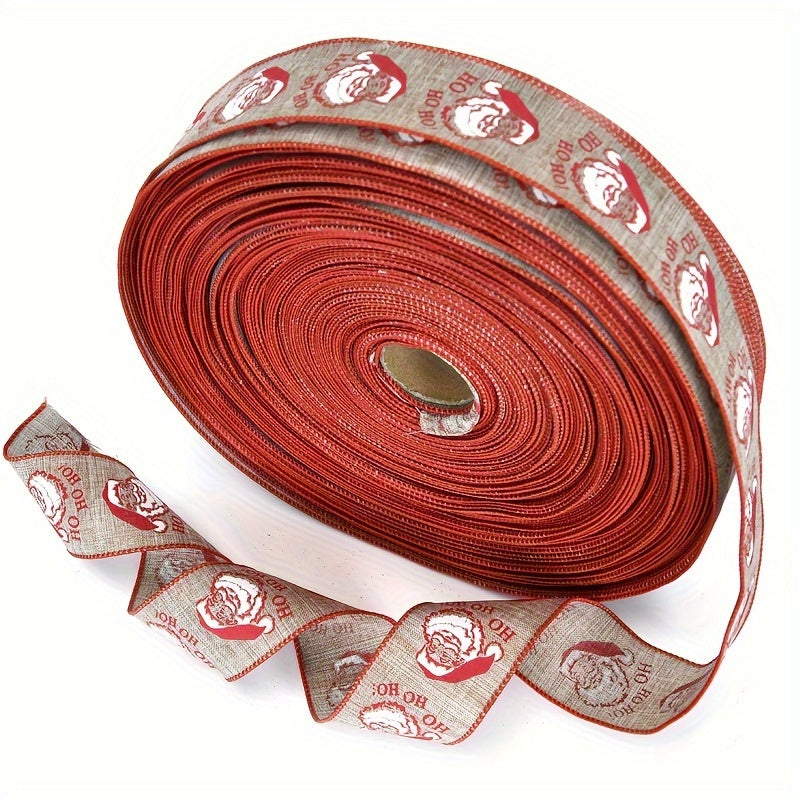 Christmas Burlap Ribbon Snowflake Elk Santa Claus Decoration Ribbon