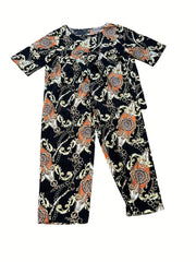 Baroque Print Top & Pants Set