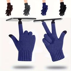 Men's Winter Plush Warm Touch Screen Gloves for Outdoor Activities