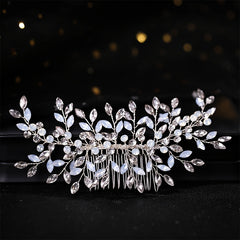 Silvery Faux Pearl Crystal Wedding Hair Comb Bridal Headpiece