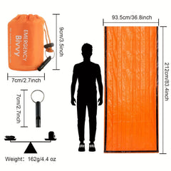 2pcs Waterproof Emergency Sleeping Blanket With Whistle 91x213cm