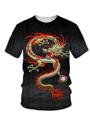 Dragon Pattern T-Shirt Men's Street Style Tee Shirt Summer
