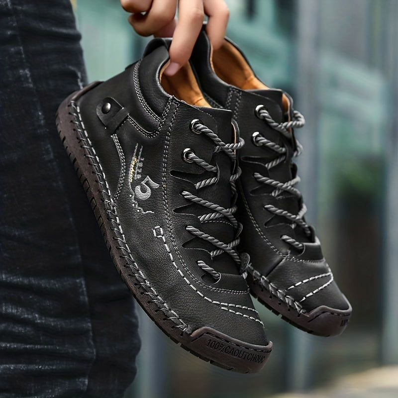 Men's Stitching Non Slip Ankle Boots Lace Up Walking Shoes