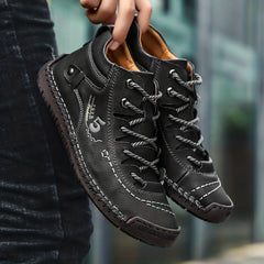 Men's Stitching Non Slip Ankle Boots Lace Up Walking Shoes
