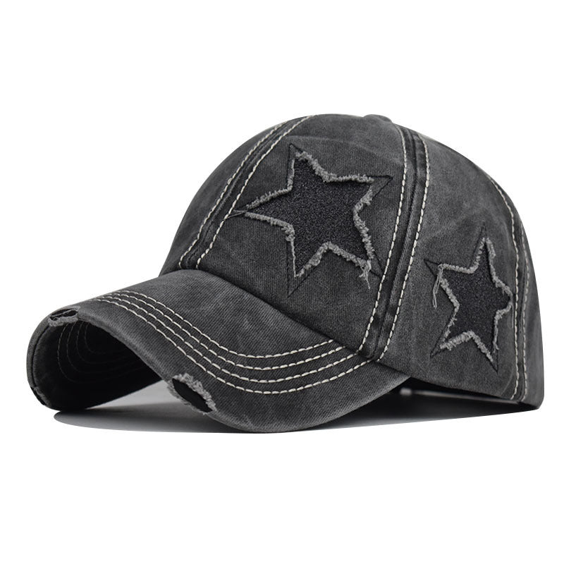 Star Distressed Ponytail Baseball Cap