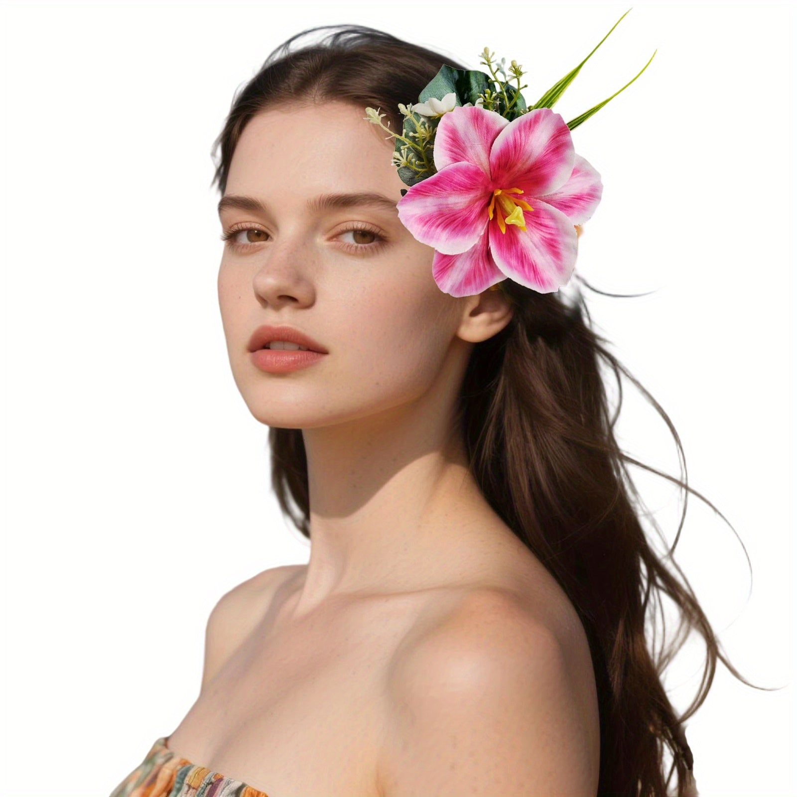 Tropical Hawaiian Flower Hair Clips - Orange & Yellow Floral Barrettes