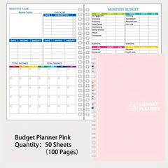 Pink PVC Hardcover Budget Planner Monthly Finance Tracker Undated Budget Book