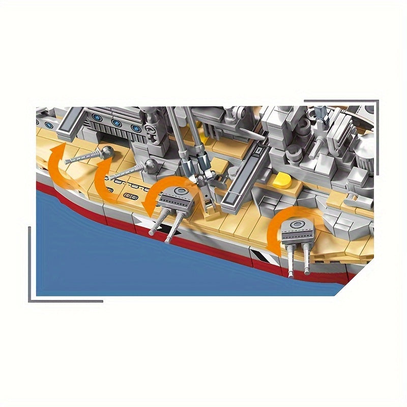 Battleship Building Blocks Military Boat Toy Carrier Assembly Set