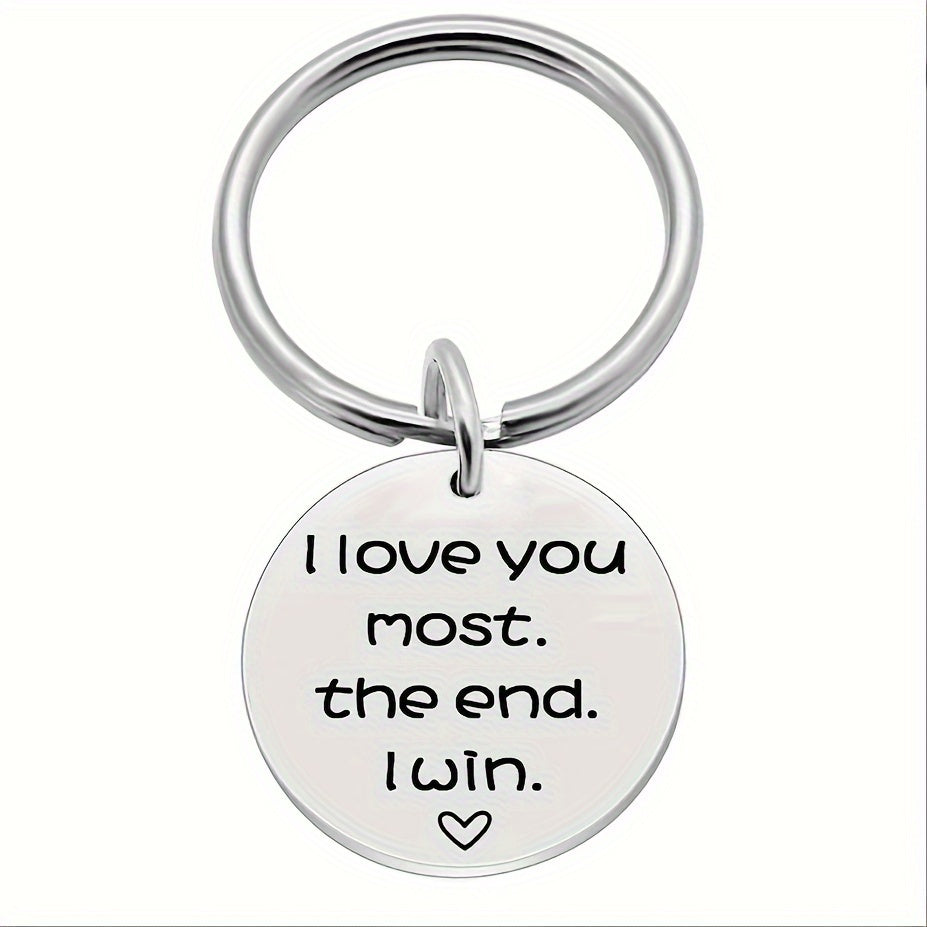 Love You Most Win Pattern Keychain Stainless Steel Accessories