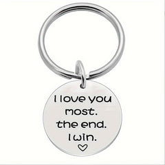 Love You Most Win Pattern Keychain Stainless Steel Accessories