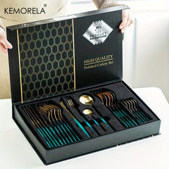 24pcs Western Steak Flatware Set - Knives Forks Spoons - High end Tableware