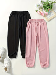 2pcs Toddler Girls Sweatpants Elastic Waist Casual Sport Joggers