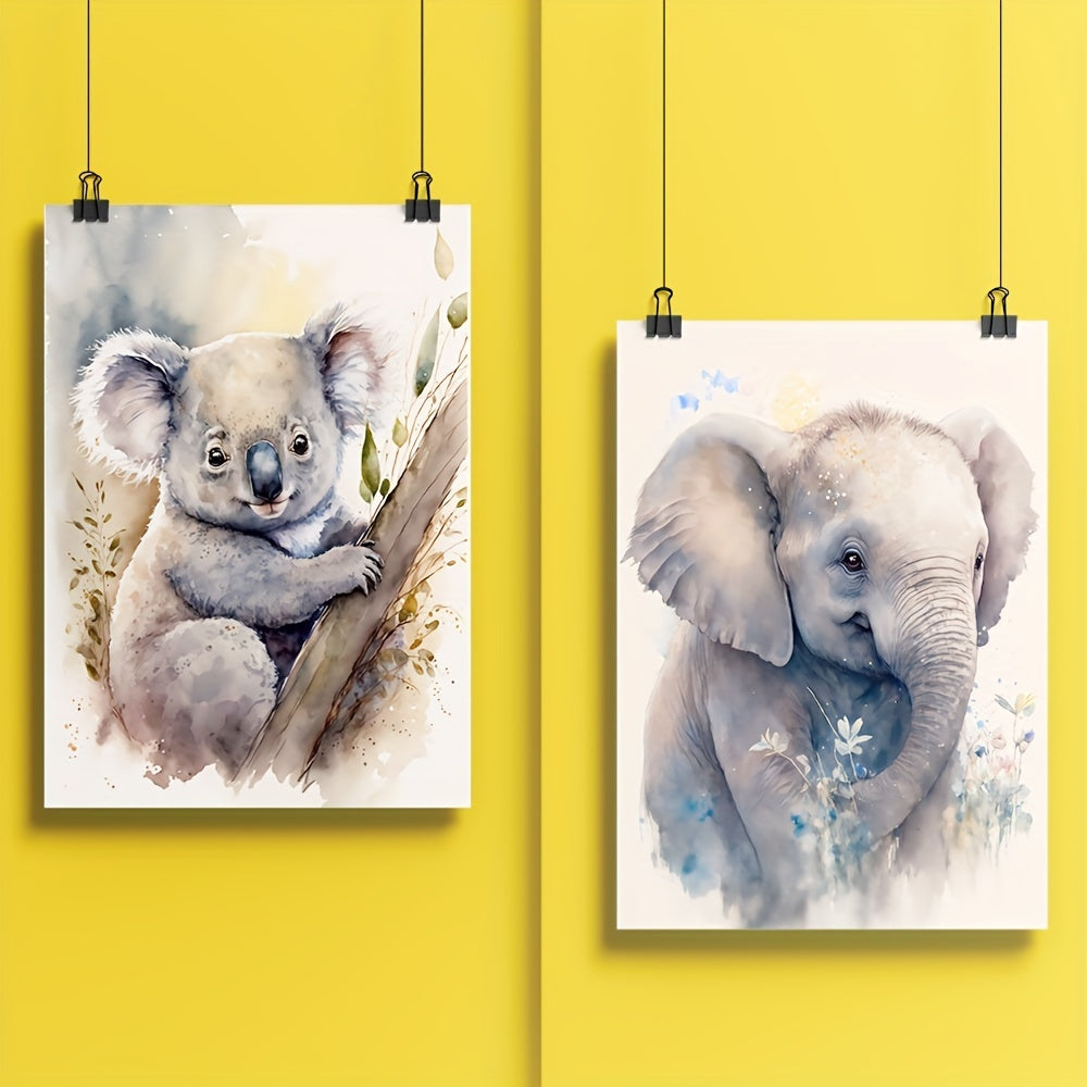 Cute Watercolor Animal Poster for Kids' Room